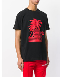 T-shirt à col rond imprimé rouge et noir Palm Angels