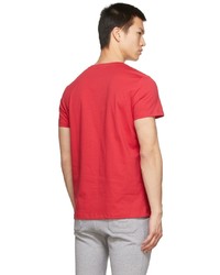 T-shirt à col rond imprimé rouge et noir Balmain