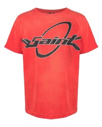 T-shirt à col rond imprimé rouge et noir SAINT MXXXXXX