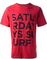 T-shirt à col rond imprimé rouge et noir Saturdays Surf NYC