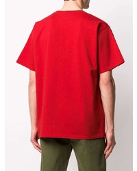 T-shirt à col rond imprimé rouge et noir Gucci