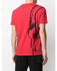 T-shirt à col rond imprimé rouge et noir Alexander McQueen