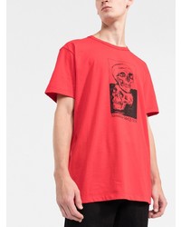 T-shirt à col rond imprimé rouge et noir Alexander McQueen