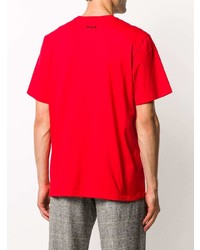 T-shirt à col rond imprimé rouge et noir MSGM