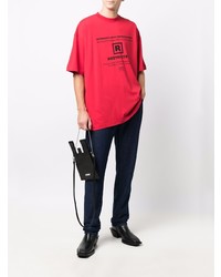 T-shirt à col rond imprimé rouge et noir Vetements