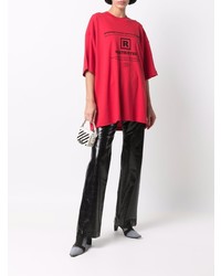 T-shirt à col rond imprimé rouge et noir Vetements