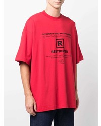 T-shirt à col rond imprimé rouge et noir Vetements