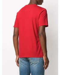 T-shirt à col rond imprimé rouge et noir Maison Margiela