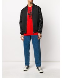 T-shirt à col rond imprimé rouge et noir DSQUARED2