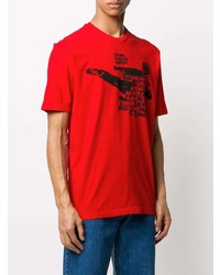 T-shirt à col rond imprimé rouge et noir DSQUARED2