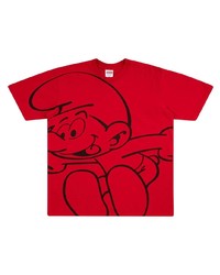 T-shirt à col rond imprimé rouge et noir Supreme