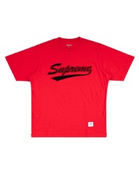 T-shirt à col rond imprimé rouge et noir Supreme