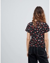 T-shirt à col rond imprimé rouge et noir Asos