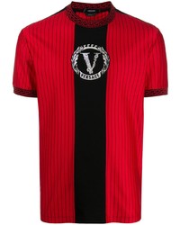 T-shirt à col rond imprimé rouge et noir Versace