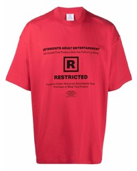 T-shirt à col rond imprimé rouge et noir Vetements