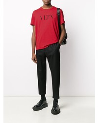 T-shirt à col rond imprimé rouge et noir Valentino