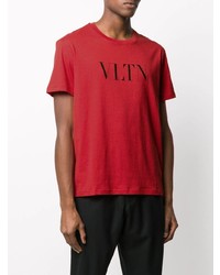 T-shirt à col rond imprimé rouge et noir Valentino