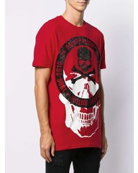 T-shirt à col rond imprimé rouge Philipp Plein