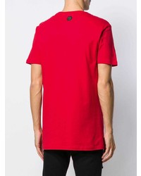 T-shirt à col rond imprimé rouge Philipp Plein