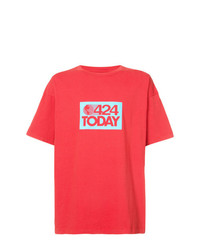 T-shirt à col rond imprimé rouge 424