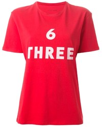 T-shirt à col rond imprimé rouge 6397