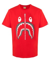 T-shirt à col rond imprimé rouge A Bathing Ape