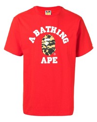 T-shirt à col rond imprimé rouge A Bathing Ape