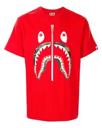 T-shirt à col rond imprimé rouge A Bathing Ape