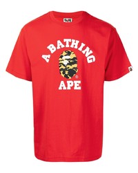 T-shirt à col rond imprimé rouge A Bathing Ape