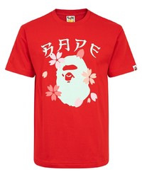 T-shirt à col rond imprimé rouge A Bathing Ape