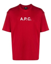 T-shirt à col rond imprimé rouge A.P.C.
