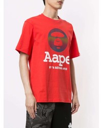 T-shirt à col rond imprimé rouge AAPE BY A BATHING APE