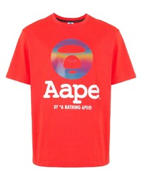 T-shirt à col rond imprimé rouge AAPE BY A BATHING APE