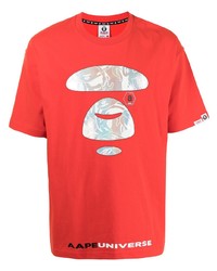 T-shirt à col rond imprimé rouge AAPE BY A BATHING APE