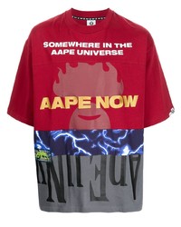 T-shirt à col rond imprimé rouge AAPE BY A BATHING APE