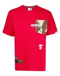 T-shirt à col rond imprimé rouge AAPE BY A BATHING APE