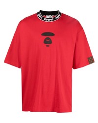 T-shirt à col rond imprimé rouge AAPE BY A BATHING APE
