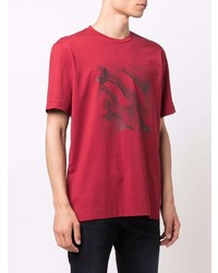 T-shirt à col rond imprimé rouge Z Zegna