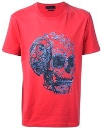 T-shirt à col rond imprimé rouge Alexander McQueen