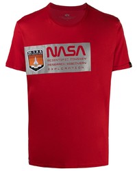 T-shirt à col rond imprimé rouge Alpha Industries