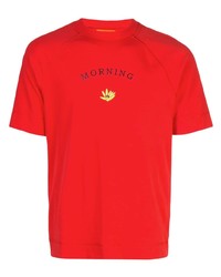 T-shirt à col rond imprimé rouge Angus Chiang