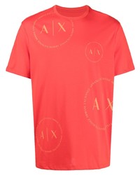 T-shirt à col rond imprimé rouge Armani Exchange