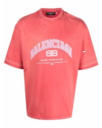 T-shirt à col rond imprimé rouge Balenciaga