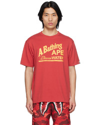 T-shirt à col rond imprimé rouge BAPE