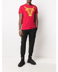 T-shirt à col rond imprimé rouge VERSACE JEANS COUTURE