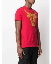 T-shirt à col rond imprimé rouge VERSACE JEANS COUTURE