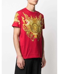 T-shirt à col rond imprimé rouge VERSACE JEANS COUTURE