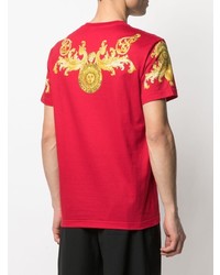 T-shirt à col rond imprimé rouge VERSACE JEANS COUTURE