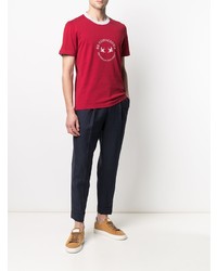 T-shirt à col rond imprimé rouge Brunello Cucinelli