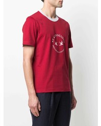 T-shirt à col rond imprimé rouge Brunello Cucinelli